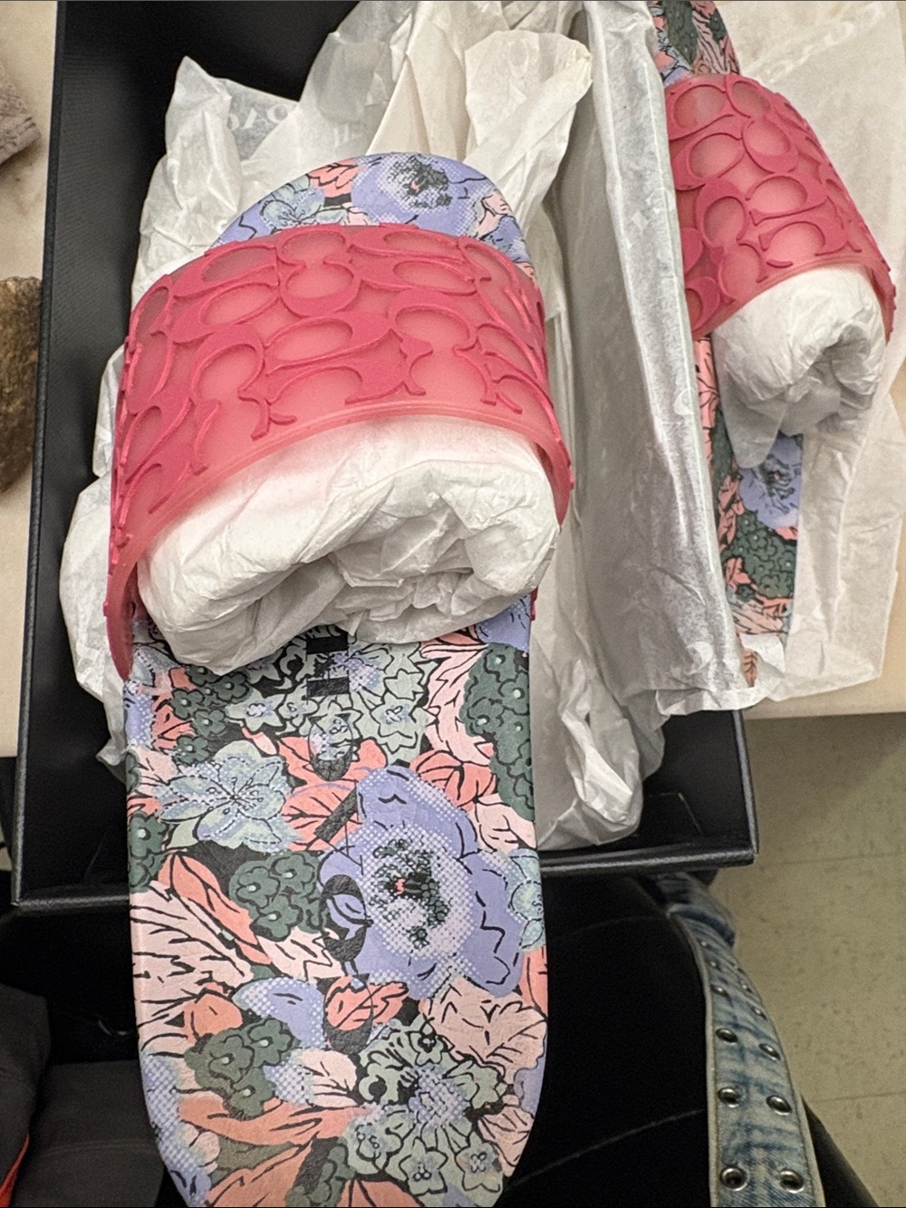 Coach Pink Floral Slide Sandals - Picture 4 of 6